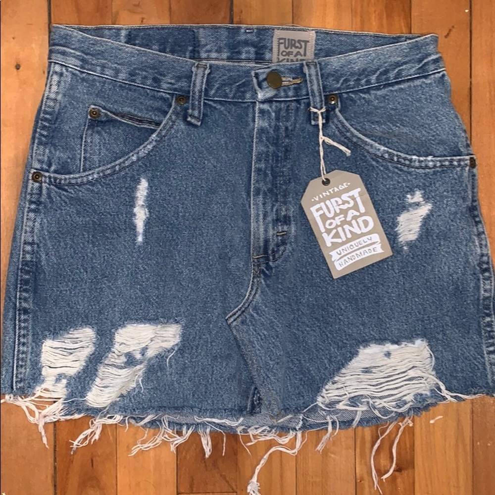 LF furst of a kind distressed denim skirt